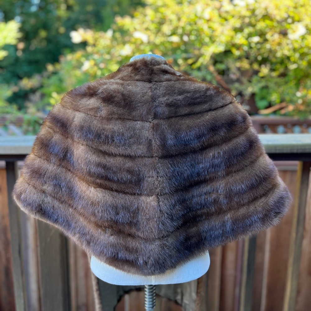 Vintage Mink Brown Fur Stole Open Front Shawl Collar One Size - Picture 3 of 8